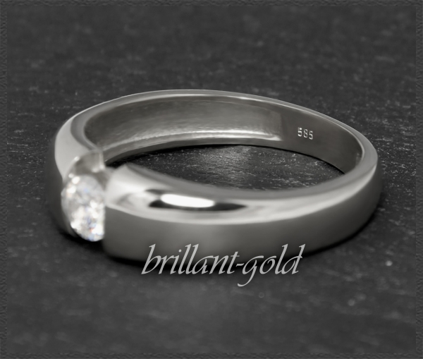 Brillant Solitär Ring 0,24ct, VS1, 585 Gold Bandring