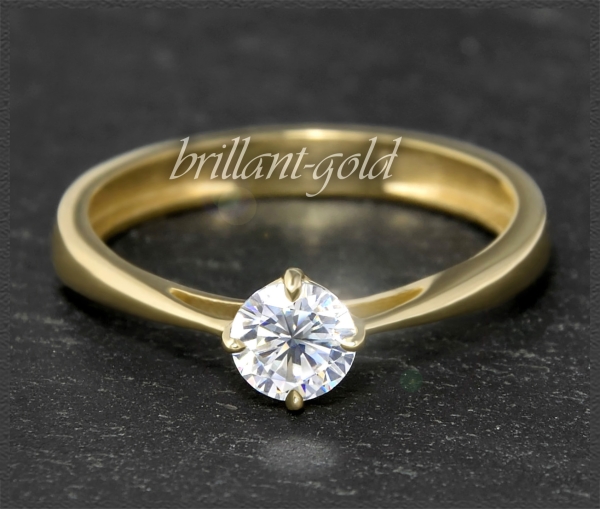 Brillant 585 Gold Ring; 0,47ct, Top Wesselton, Si1