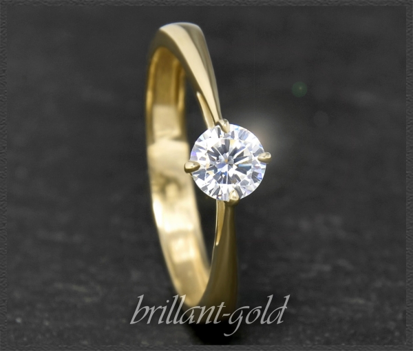 Brillant 585 Gold Ring; 0,47ct, Top Wesselton, Si1