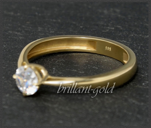 Brillant 585 Gold Ring; 0,47ct, Top Wesselton, Si1