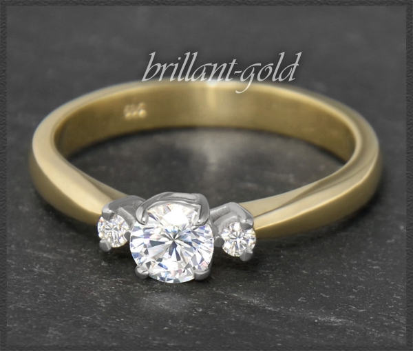 Brillant Ring 585 Gold mit 0,59ct; Solitär 0,52ct