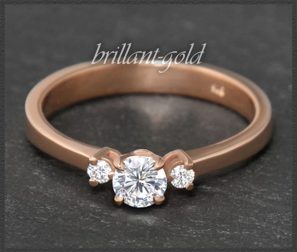 Brillant Ring 0,40ct, Top Wesselton, Si1; 585 Rotgold