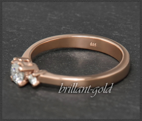 Brillant Ring 0,40ct, Top Wesselton, Si1; 585 Rotgold