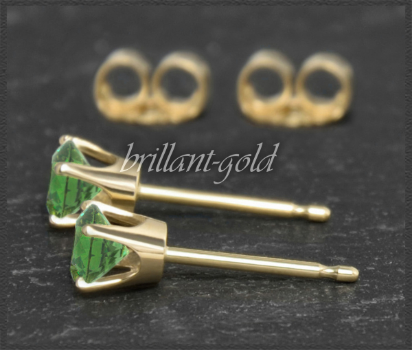Stecker 585 Gold Chromdiopsid dunkelgrün 4,5,6,7 mm