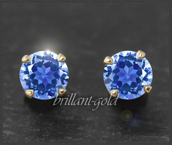 Preview: Ohrstecker 585 Gold Fluorit blau 4,5,6,7mm