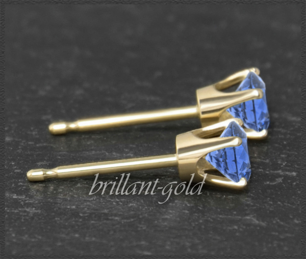 Preview: Ohrstecker 585 Gold Fluorit blau 4,5,6,7mm