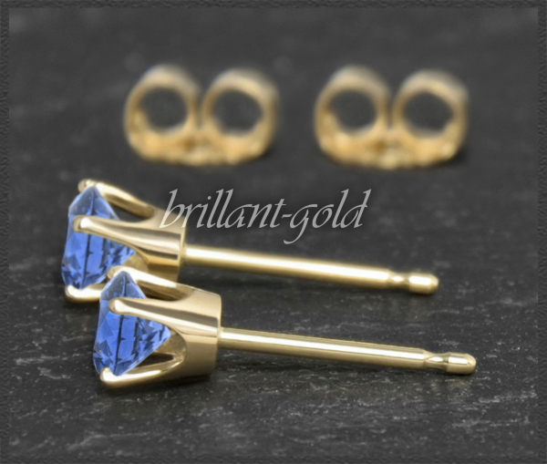 Ohrstecker 585 Gold Fluorit blau 4,5,6,7mm