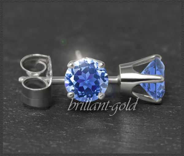 Ohrstecker 585 Gold Fluorit blau 4,5,6,7mm