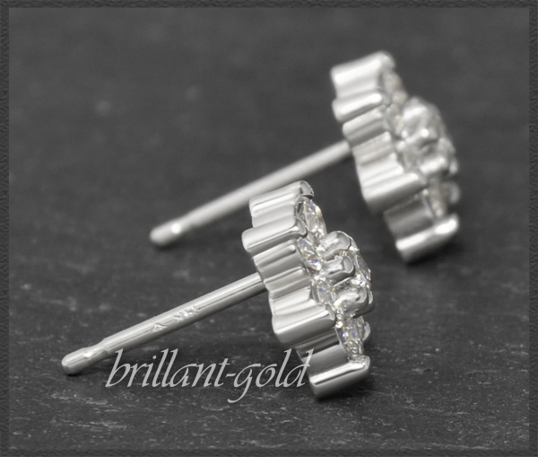 Brillant Ohrstecker Blume/Stern, Lupenrein, 585 Gold