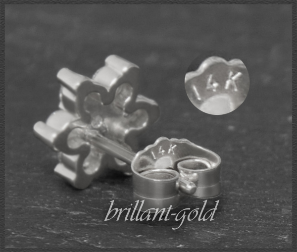 Brillant Ohrstecker Blume/Stern, Lupenrein, 585 Gold