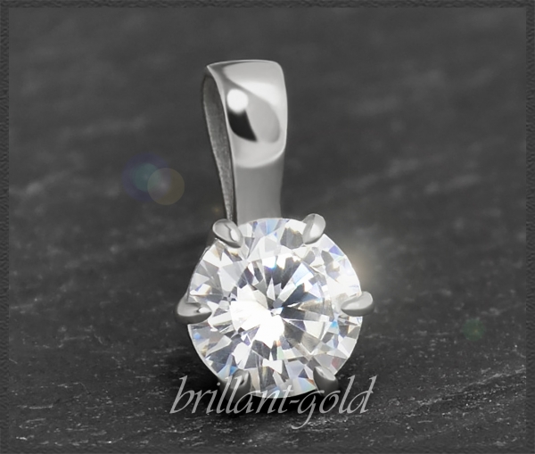 Diamant Gold Anhänger 0,71ct Solitär, River D, Si1