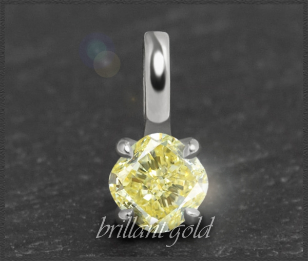 Diamant Anhänger 585 Gold 0,66ct, VVS, gelb