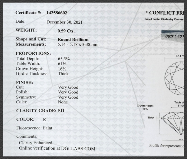 Brillant 585 Gold Anhänger 0,59ct, DGI Zertifikat