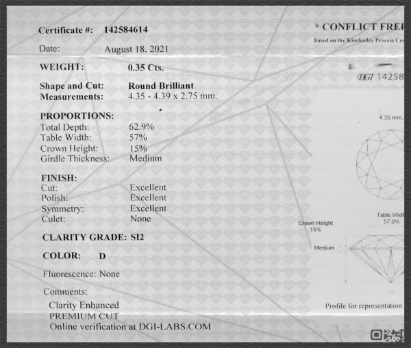 Brillant 585 Gold Ring 0,35ct; Si2; mit DGI Zertifikat