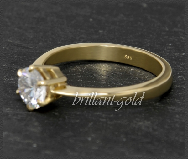 Brillant 585 Gold Ring 0,85ct, Top Wesselton, VS1