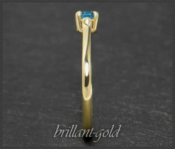 Brillant 585 Gelbgold Ring; 0,35ct, blau, Si2