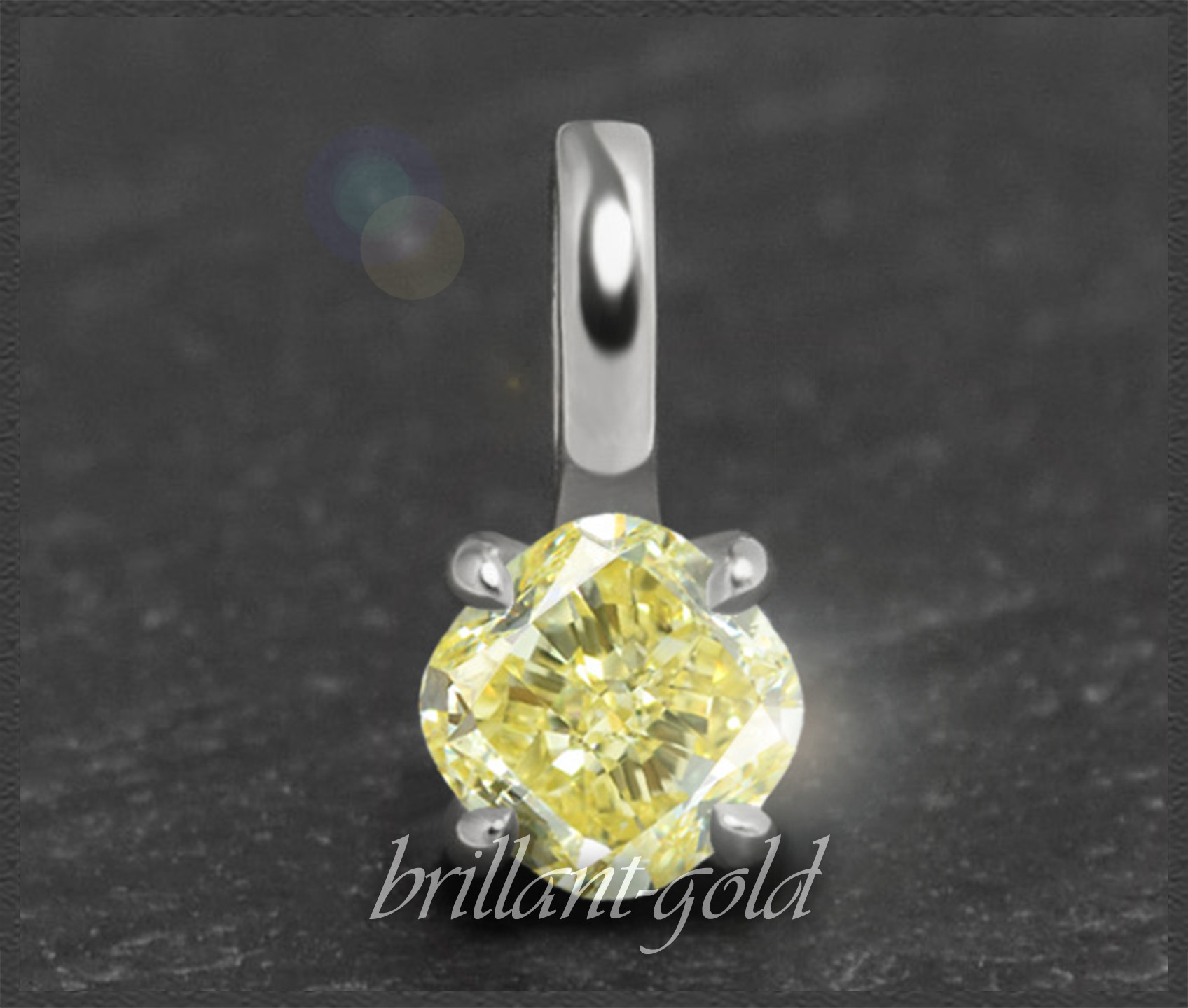 Diamant Anhänger 585 Gold 0,66ct, VVS, gelb - Brillant-Gold