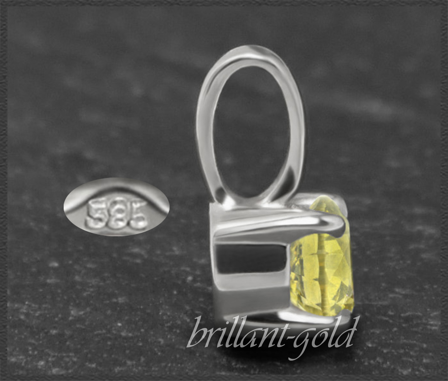 Diamant Anhänger 585 Gold 0,66ct, VVS, gelb - Brillant-Gold