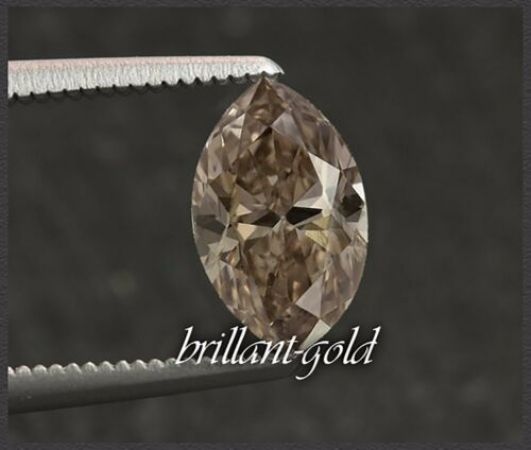 Diamant 0,46ct, Navette Schliff, intensiv Braun/ Si1