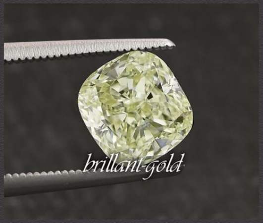 Diamant, Cushion Schliff 0,55ct, zart Grüngelb, Si1