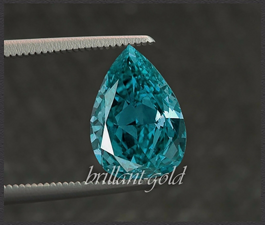 Diamant im Tropfen Schliff mit 0,68ct, blaue Farbe