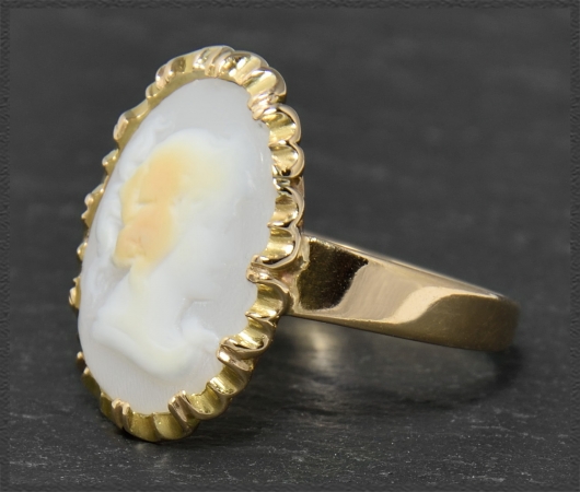 Damen 333 Gold Antik Ring mit Gemme, ca. 1930