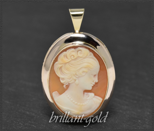 Anhänger mit Gemme, 333 Gold, Antik um 1930