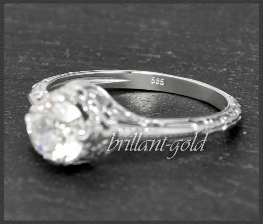 Diamant Ring 0,90ct Wesselton H, Si, 585 Weißgold