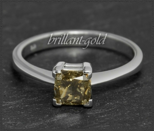 1,08ct Diamant Solitär Ring 585 Gold, Kissen Schliff