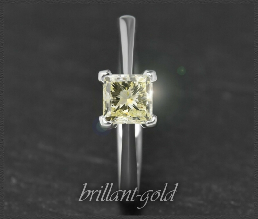 Diamant Ring, lupenreiner Prinzess 0,81ct, 585 Gold