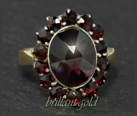 Antiker 6,5ct Granat Ring aus 333 Gold & Silber