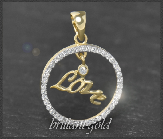 Anhänger LOVE mit 0,37ct Diamanten, 10K Gold