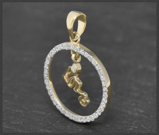 Anhänger LOVE mit 0,37ct Diamanten, 10K Gold