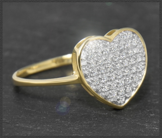 Herz Diamant Ring mit 0,20ct, 10 Karat Gold