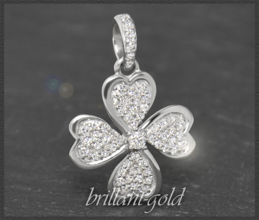 Anhänger "Kleeblatt"; 0,40ct Diamanten, 10K Gold