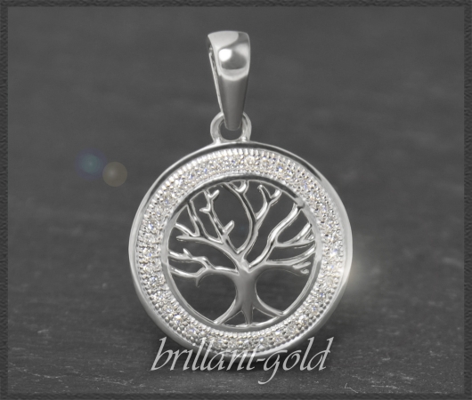 Anhänger 10K Gold Lebensbaum, 0,19ct Diamanten