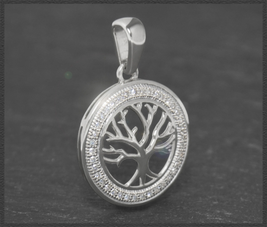 Anhänger 10K Gold Lebensbaum, 0,19ct Diamanten
