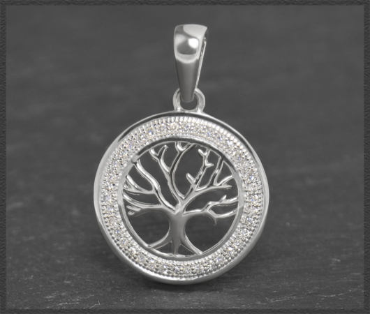 Anhänger 10K Gold Lebensbaum, 0,19ct Diamanten