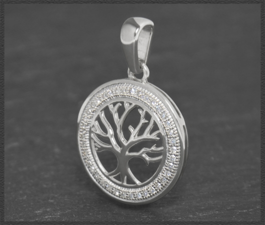 Anhänger 10K Gold Lebensbaum, 0,19ct Diamanten