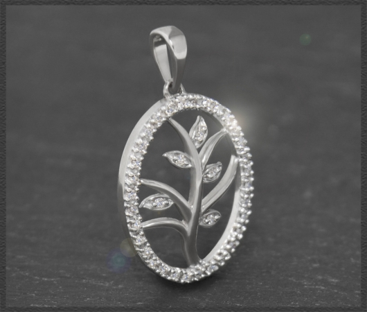 Anhänger 10K Gold Lebensbaum, 0,20ct Diamanten