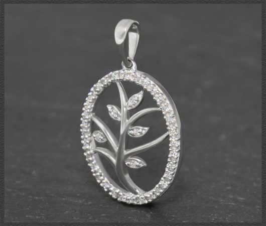 Anhänger 10K Gold Lebensbaum, 0,20ct Diamanten
