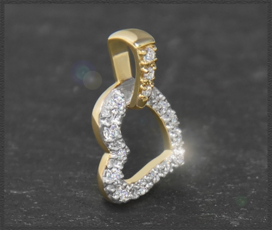 Herz Brillant Anhänger 0,11ct, 10 Karat Gold