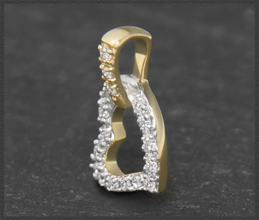 Herz Brillant Anhänger 0,11ct, 10 Karat Gold