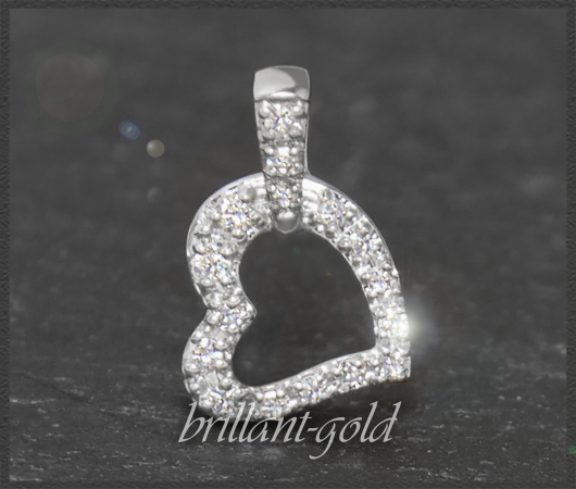 Herz Brillant Anhänger 0,11ct, 10 Karat Gold