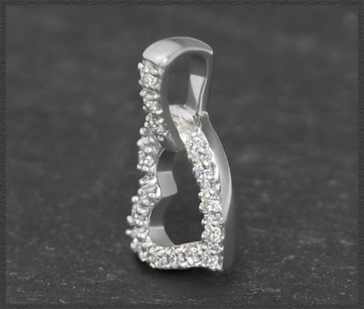 Herz Brillant Anhänger 0,11ct, 10 Karat Gold