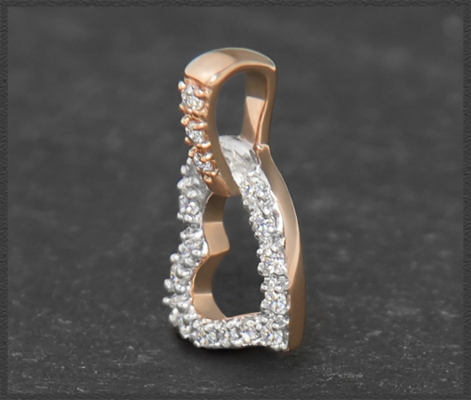 Herz Brillant Anhänger 0,11ct, 10 Karat Gold