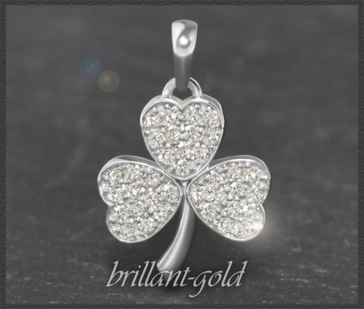 Anhänger "Kleeblatt"; 0,30ct Diamanten, 10K Gold