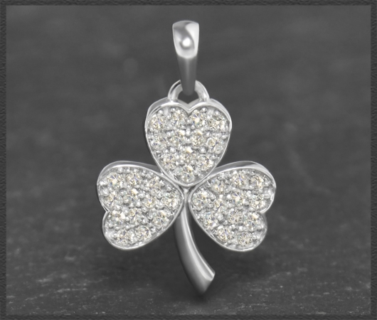 Anhänger "Kleeblatt"; 0,30ct Diamanten, 10K Gold