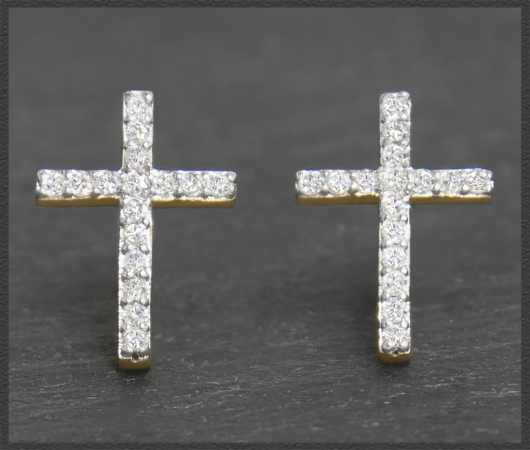 Diamant Kreuz Ohrstecker 0,25ct; River & Si