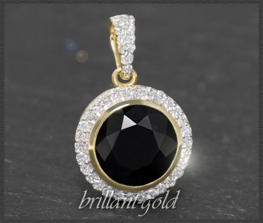 Gold Anhänger mit 3,15ct Diamant & Onyx